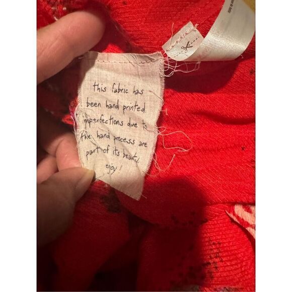 Free People Red paisley wide flowy pants size 10 - Picture 3 of 5